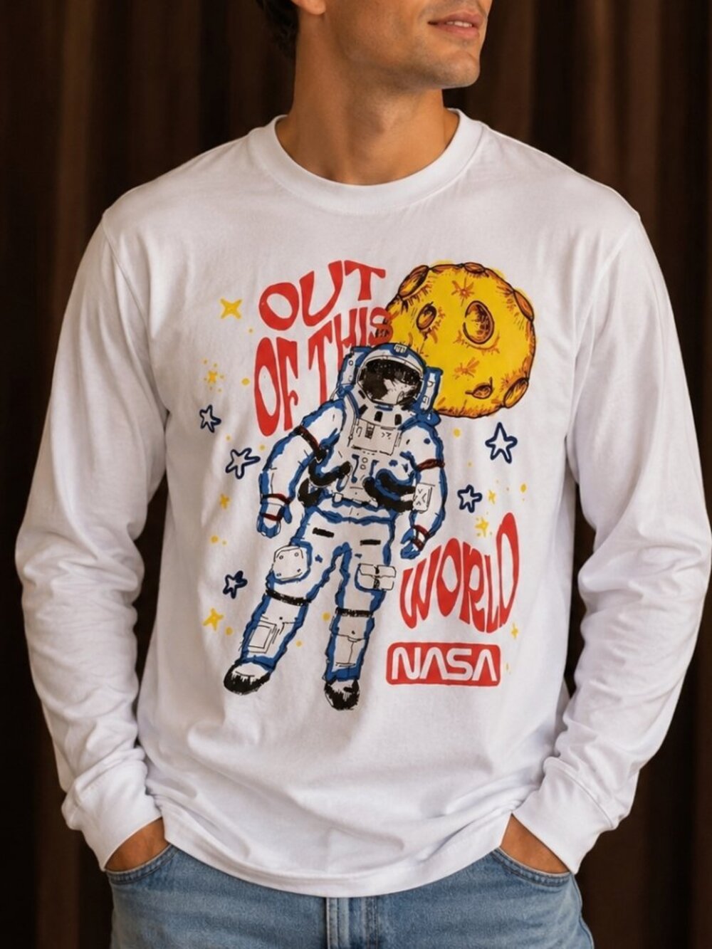 Hyper Space NASA Out of This World Long Sleeve T-shirt Size S - New
